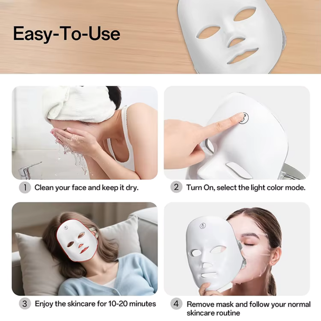 LED Face Mask 7 Colour Light Therapy | Acne & Anti-Ageing Skin Treatment