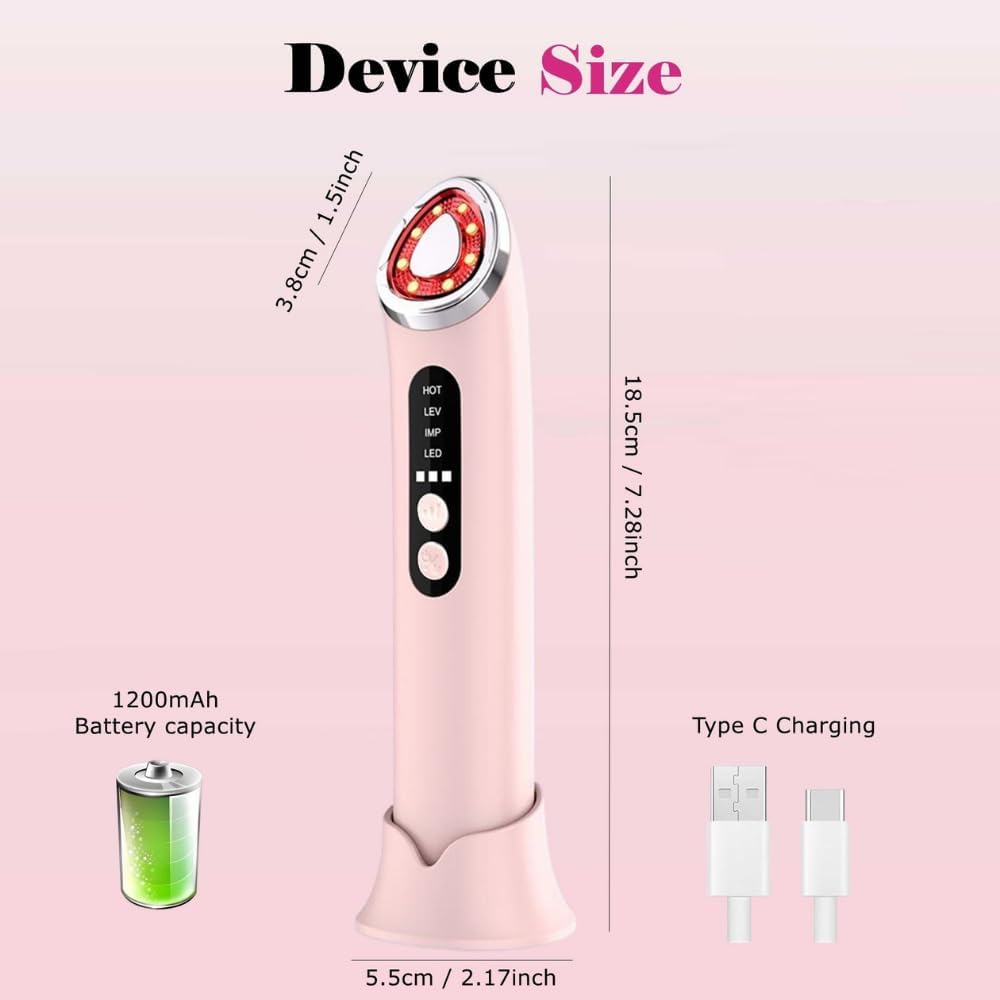 LED Face Massager 7 Colours Light Therapy - 3-in-1 EMS Microcurrent Skin Tightening Device