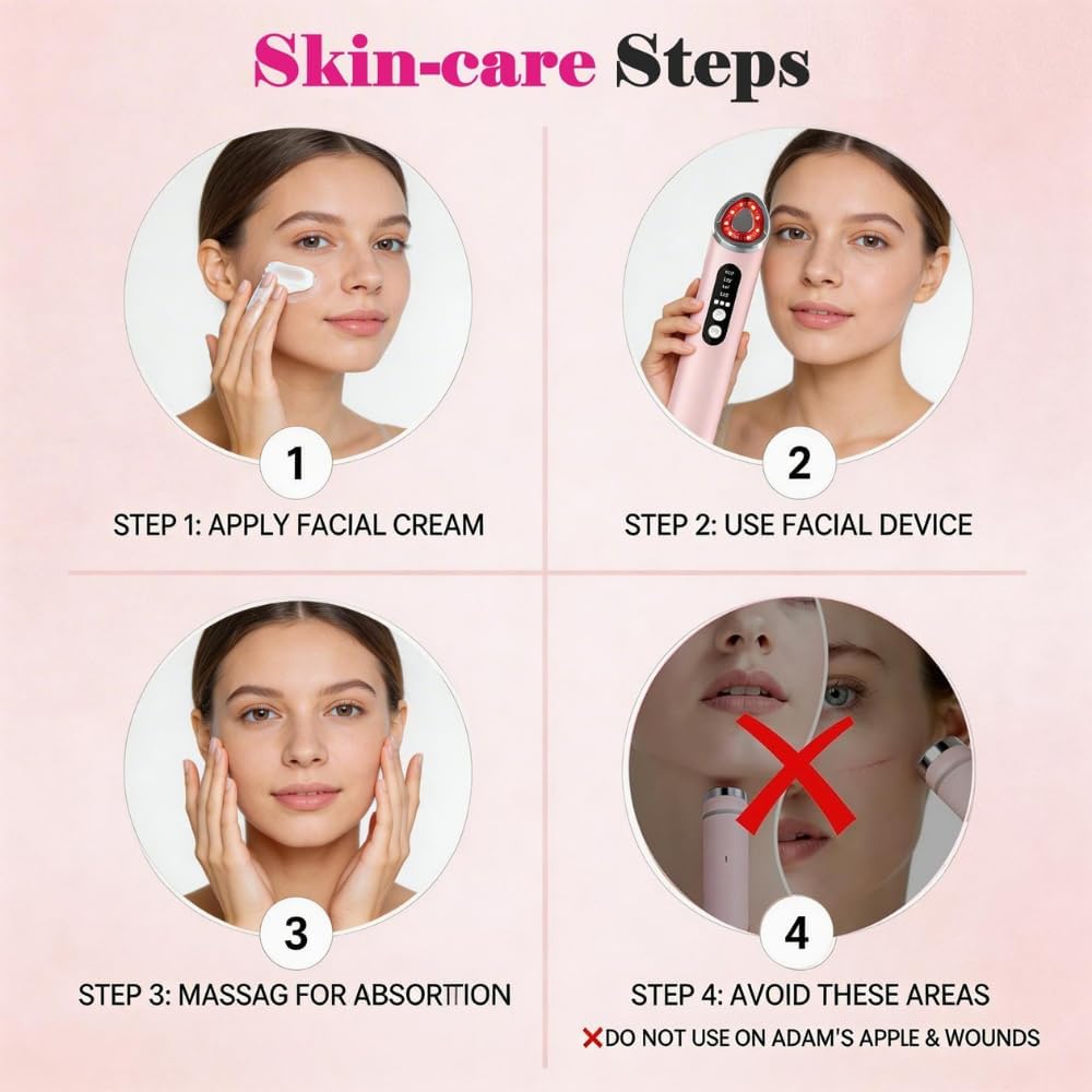 LED Face Massager 7 Colours Light Therapy - 3-in-1 EMS Microcurrent Skin Tightening Device