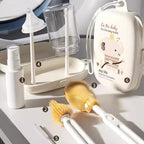 7-in-1 Silicone Baby Bottle Brush Set with Drying Rack – Light Cream - SAFER GIGGLES
