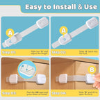 Adjustable Baby Safety Cupboard Lock Straps – 6 Pack - SAFER GIGGLES