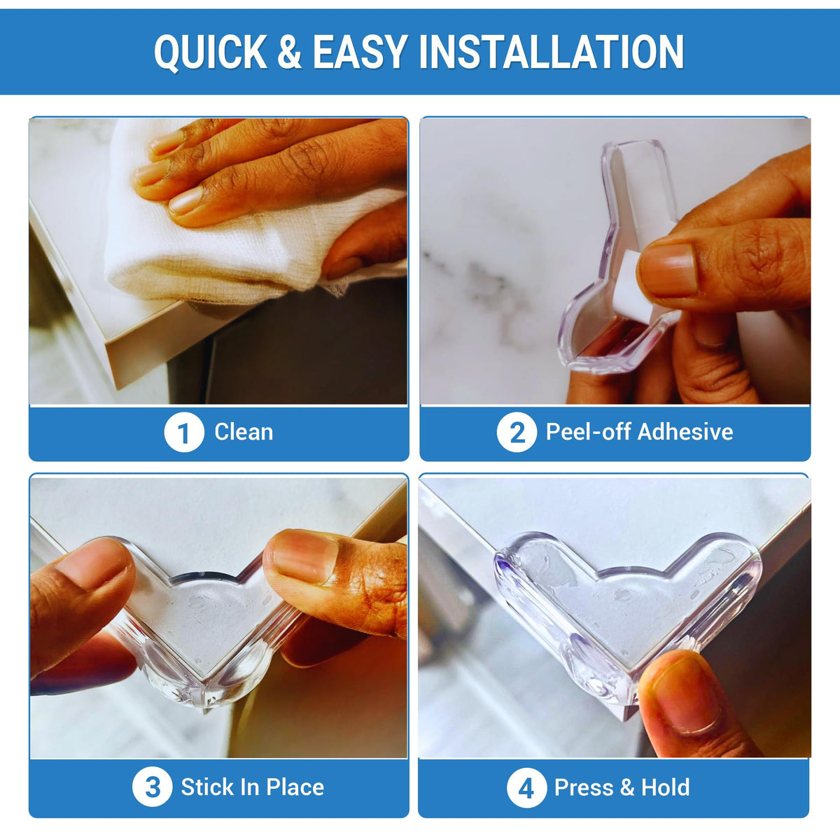 Baby Corner Protectors – Clear Silicone Edge Guards, 12 Pack - SAFER GIGGLES