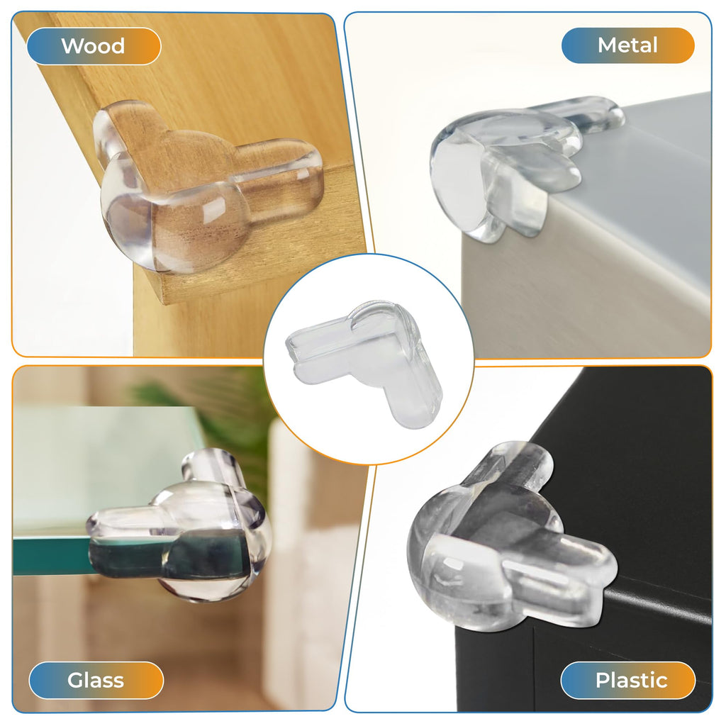 Baby Corner Protectors – Clear Silicone Edge Guards, 12 Pack - SAFER GIGGLES