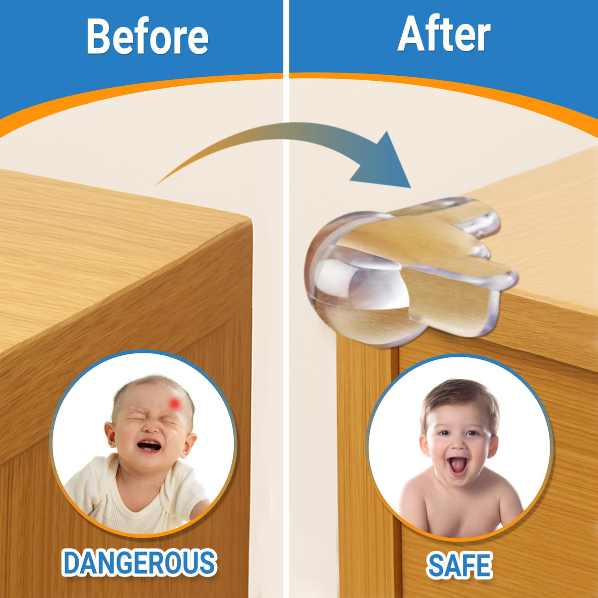 Baby Corner Protectors – Clear Silicone Edge Guards, 12 Pack - SAFER GIGGLES