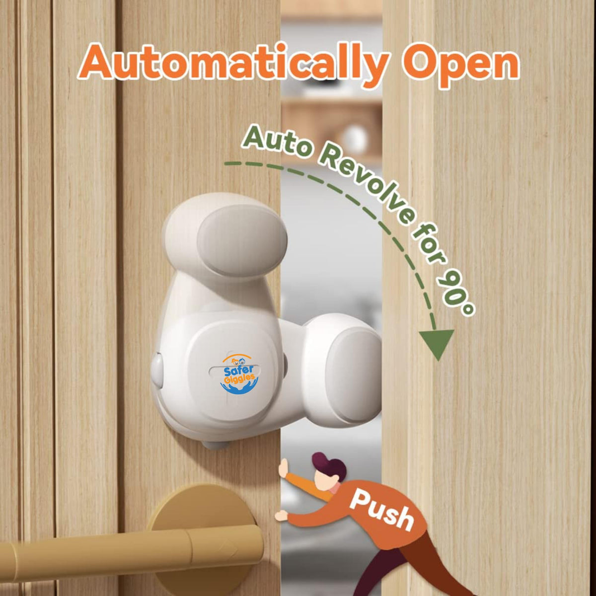 Baby Door Safety Stoppers – Anti-Slam Finger Guards, 2 Pack - SAFER GIGGLES