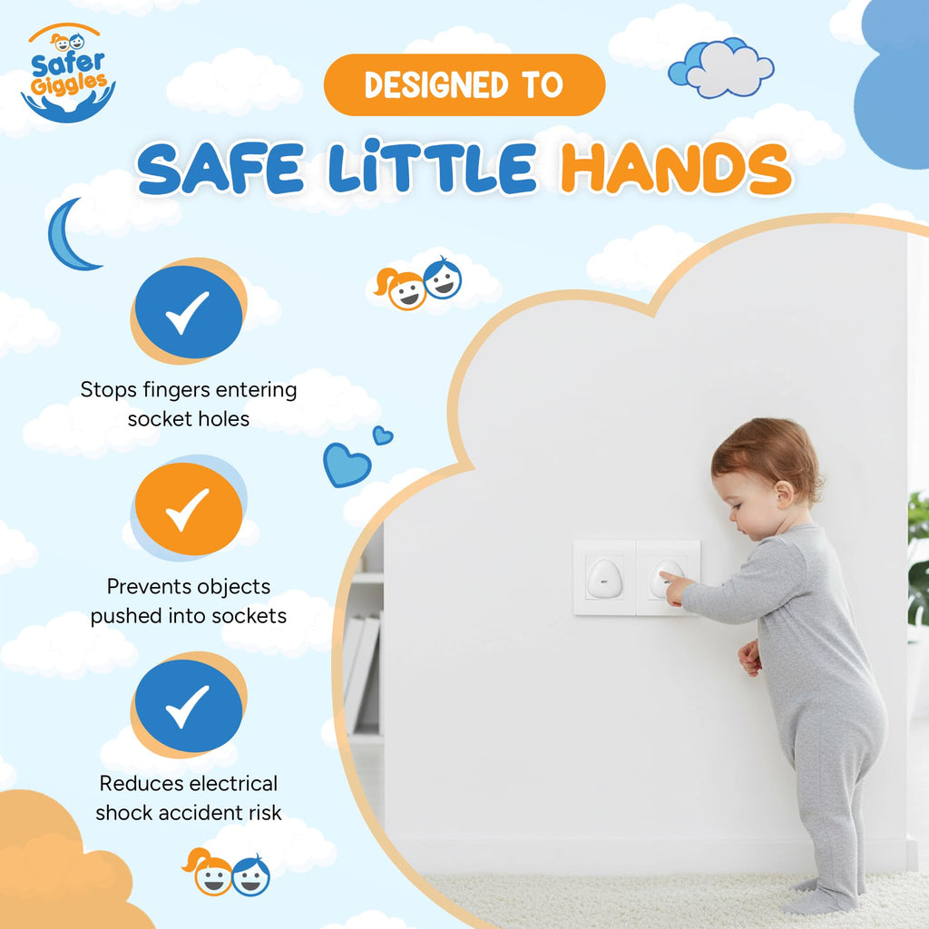 Baby Safety Socket Covers – Childproof Plug Protectors, 10 Pack - SAFER GIGGLES