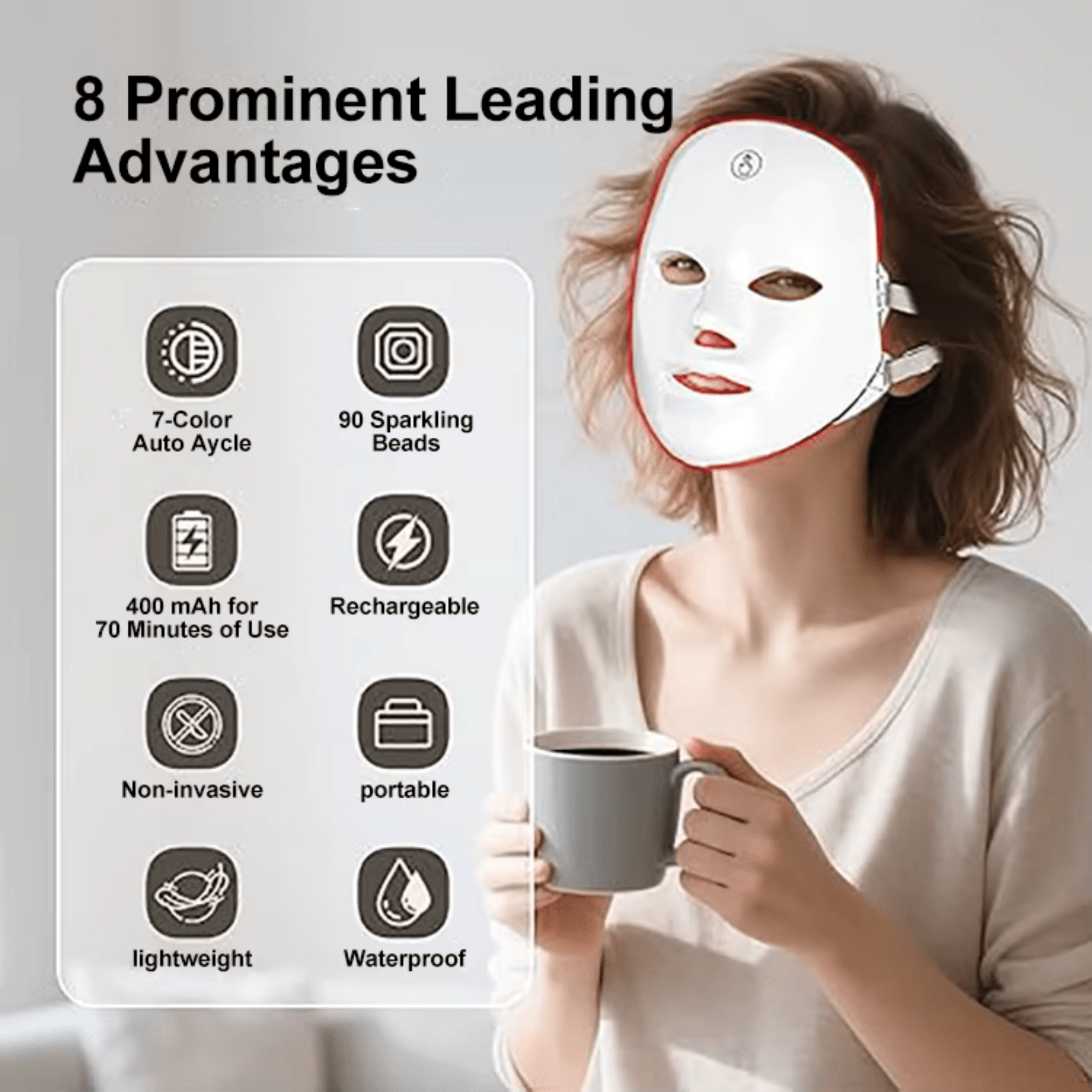 LED Face Mask 7 Colour Light Therapy | Acne & Anti-Ageing - SAFER GIGGLES