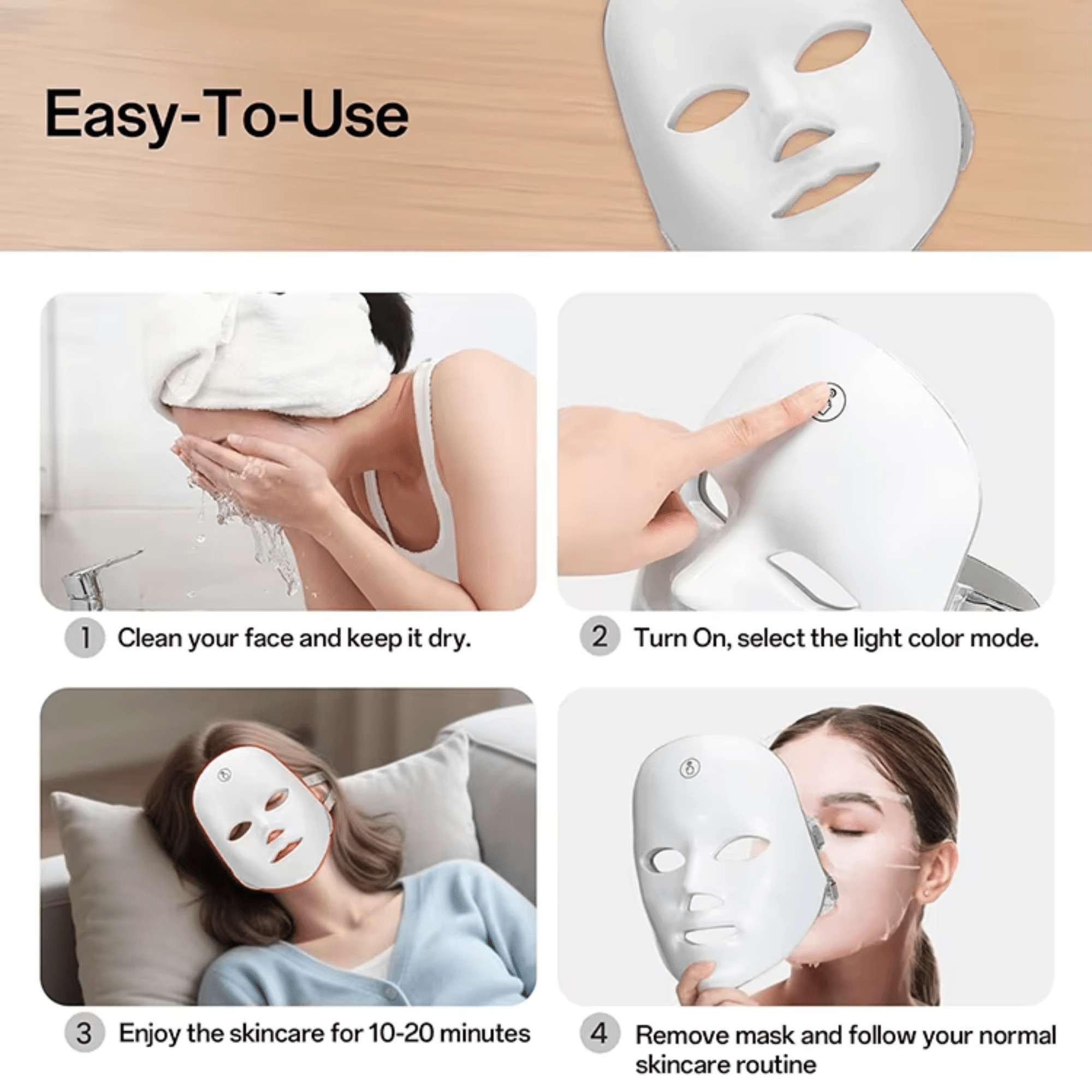 LED Face Mask 7 Colour Light Therapy | Acne & Anti-Ageing - SAFER GIGGLES
