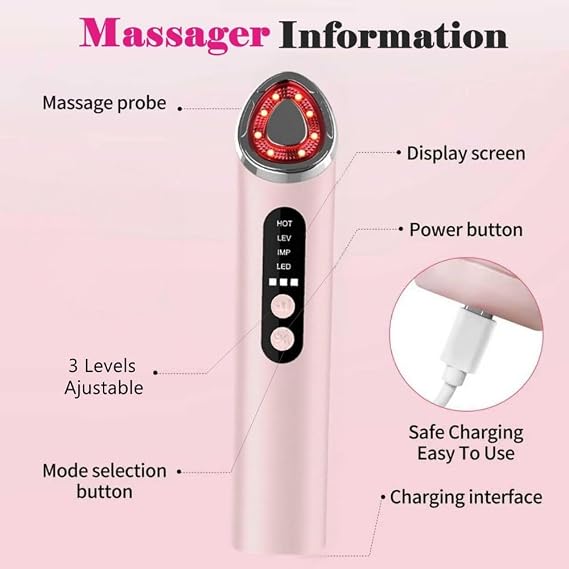 LED Face Massager 7 Colours Light Therapy - 3-in-1 EMS Microcurrent Skin Tightening Device - SAFER GIGGLES