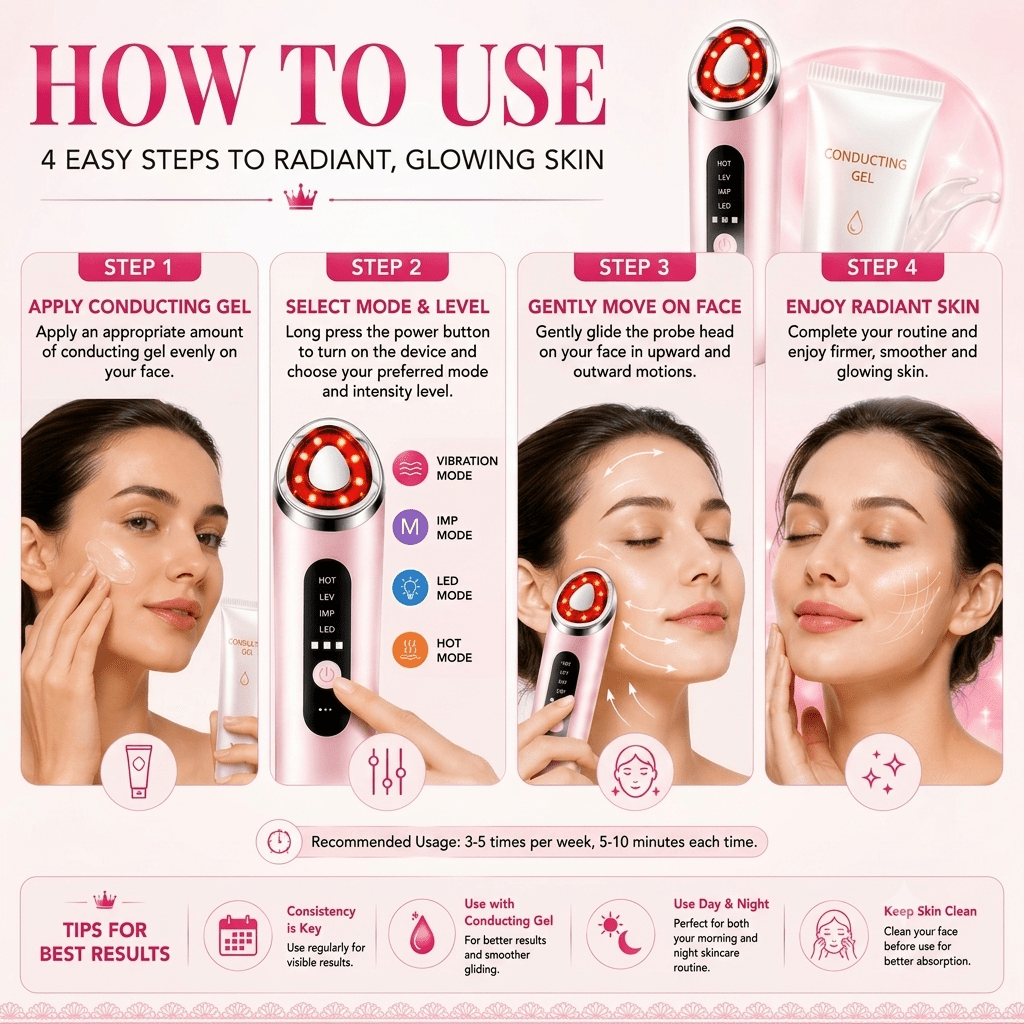 LED Face & Neck Beauty Massager – 7 Colour Light Therapy, Microcurrent, Heat & Vibration - SAFER GIGGLES