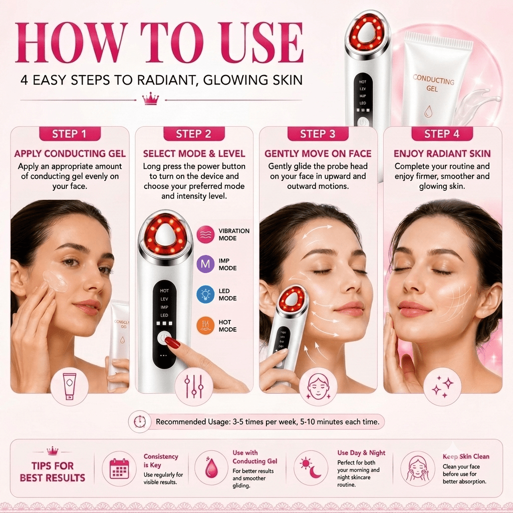 LED Face & Neck Massager – 7-Colour Light Therapy, EMS & Heat - SAFER GIGGLES