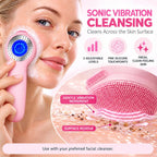 LED Facial Cleansing Brush with Warming Massage – Pink - SAFER GIGGLES