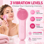 LED Facial Cleansing Brush with Warming Massage – Pink - SAFER GIGGLES