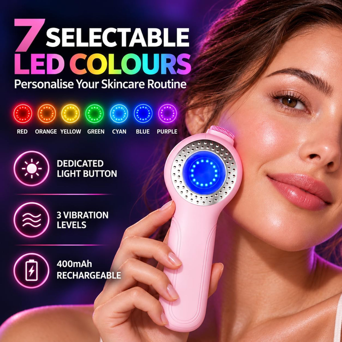 LED Facial Cleansing Brush with Warming Massage – Pink - SAFER GIGGLES