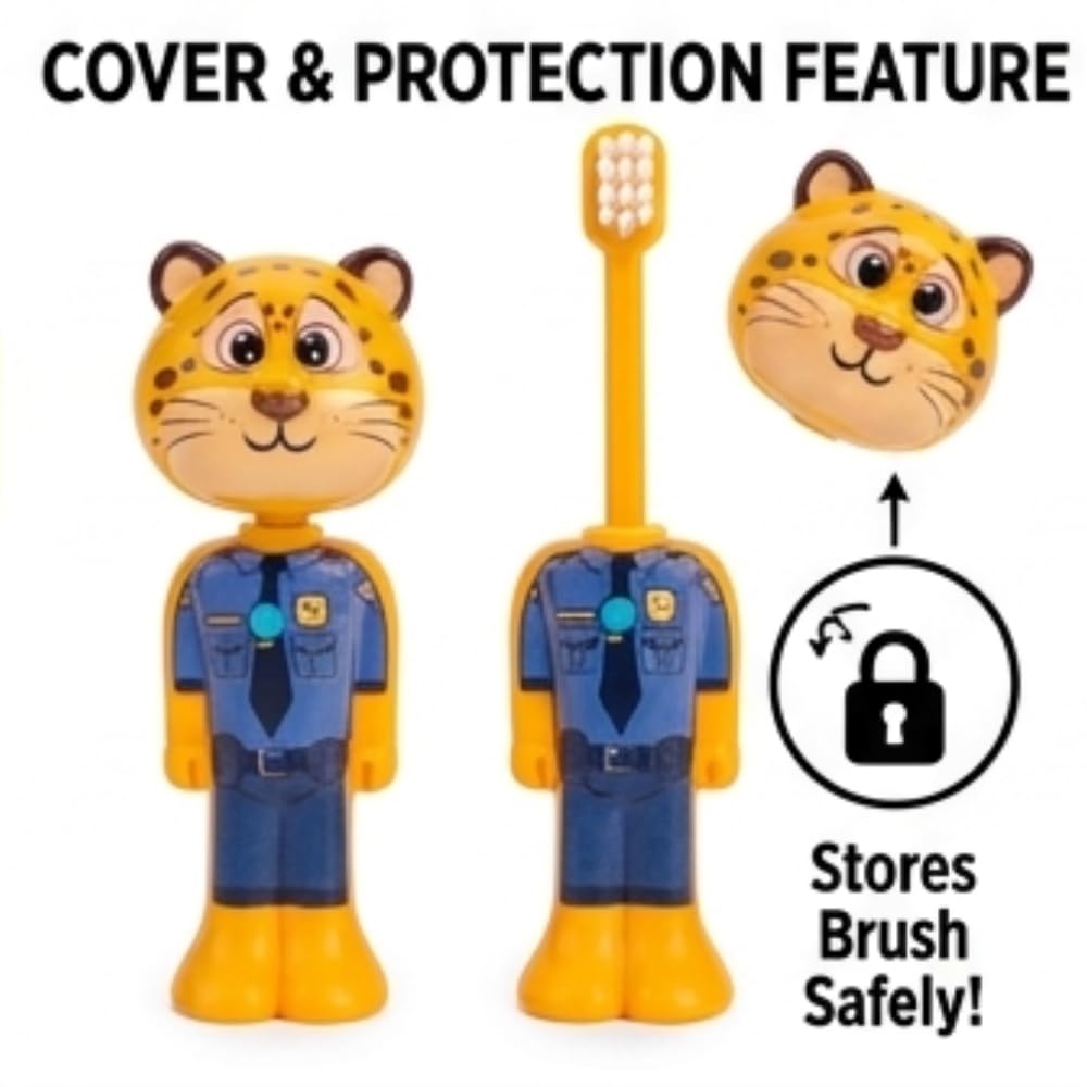 Soft Kids Toothbrush – Yellow Leopard Design - SAFER GIGGLES