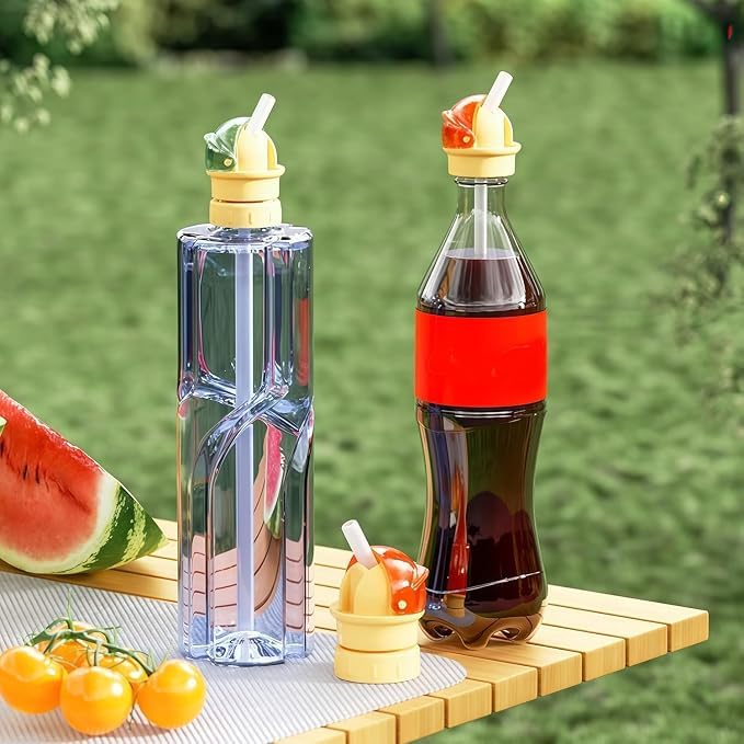 Universal Bottle Spout with Straw – Leak-Proof 2 Pack, Green & Orange - SAFER GIGGLES