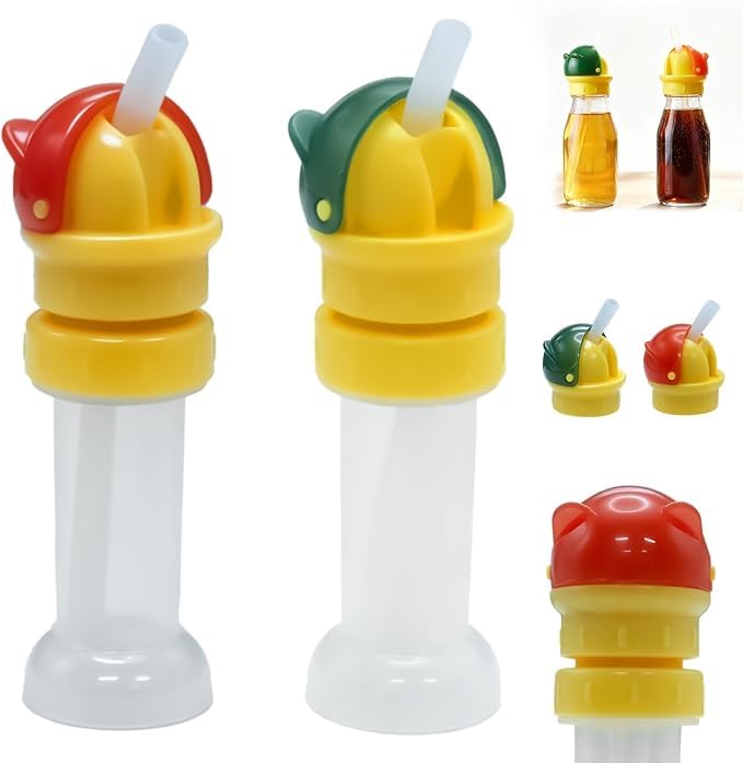 Universal Bottle Spout with Straw – Leak-Proof 2 Pack, Green & Orange - SAFER GIGGLES